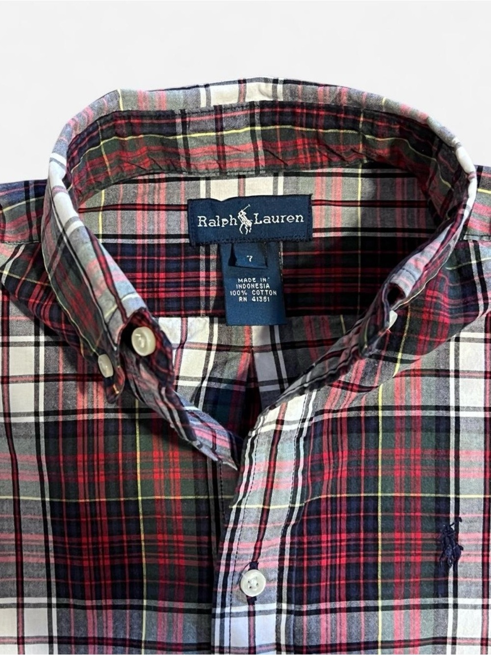 Boys Ralph Lauren Red and Navy Plaid Button-Down Shirt